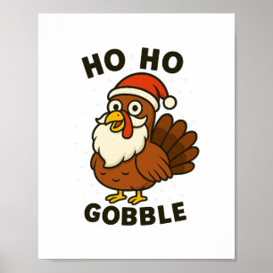 Poster Dinde drôle Père Noël Noël Action de grâce Humour