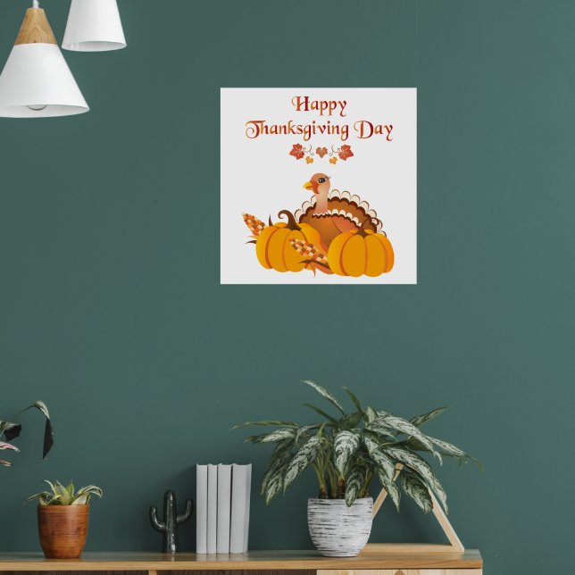 Poster Dinde du jour de l'Action de grâce avec citrouille (Salon 1)