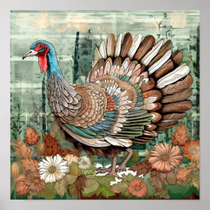Poster Dinde sauvage dans la prairie peinture art imprime