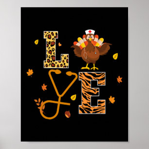 Poster dinde Sthetoscope infirmière thansgiving femmes ho