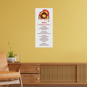 Poster Dinde stylisée Groovy Rainbow Joyeux Friendsgiving