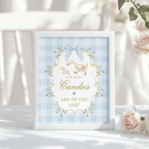 Poster Dindon Comment compter les bonbons Blue Gingham