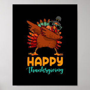 Poster Dindon Dabbing Joyeux Thanksgiving Day Pèlerin Gar