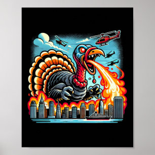 Poster Dindozilla – Dino Dinde de Thanksgiving cracheur d
