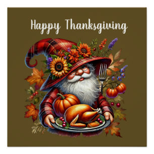 Poster Dîner de dinde Thanksgiving saisonnier