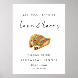 Poster Dîner de répétition Amour et Tacos Bienvenue