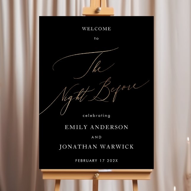 Poster Dîner de répétition de calligraphie jaune noir (Créateur téléchargé)