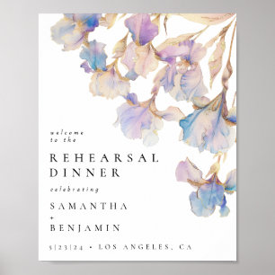 Poster Dîner de répétition de mariage floral d'iris éléga