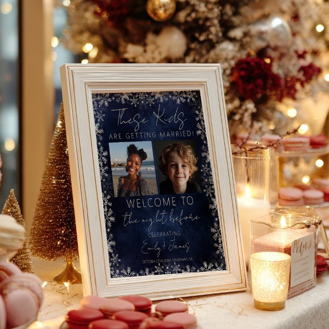 Poster Dîner de répétition de Noël d'hiver pour ces enfan (Winter Christmas These Kids Rehearsal Dinner Poster)