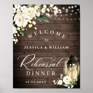 Poster Dîner de répétition en bois rustique de la lantern