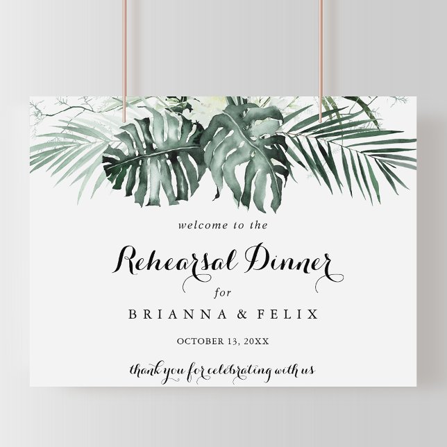 Poster Dîner de répétition horizontal vert Bienvenue (Créateur téléchargé)