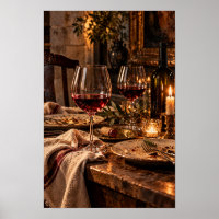 Dîner élégant au vin rouge – Nature morte romantiq