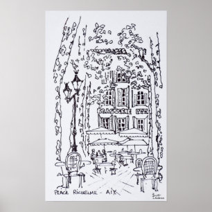 Poster Dîner sur une place   Aix en Provence, France