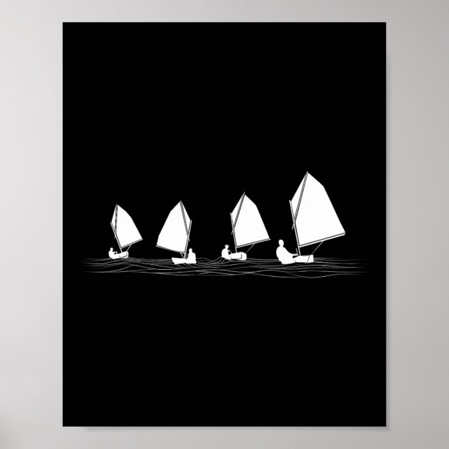 Poster Dinghy Sail Boat Laser Optimist Racing Sailing Las (Devant)