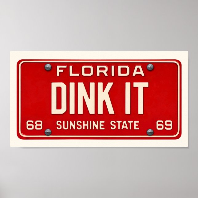 Poster Dink It Pickleball Fan Art Retro FL License Plate (Devant)
