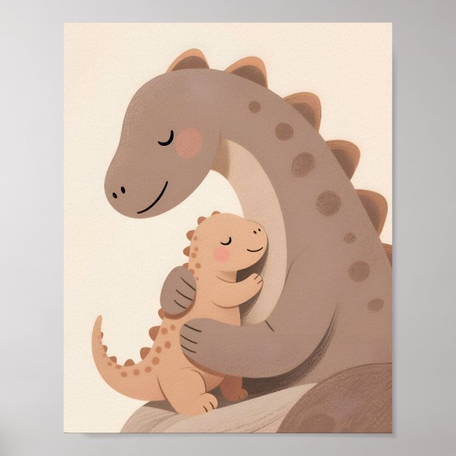 Poster Dino bébé et mère Boho Dino Series (Devant)