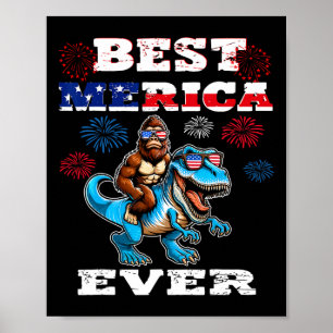Poster Dino Bigfoot 4 juillet 1776 Garçons Drapeau Améric