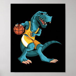 Poster Dino drôle jouant Sketll Amoureux de T-rex Joueur