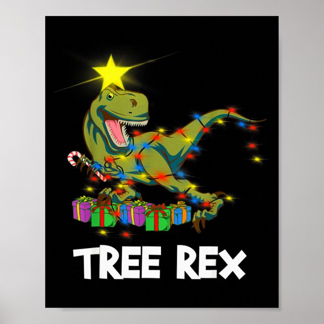Poster Dino Rex drôle de Noël Arbre Hommes Femmes Enfants (Devant)