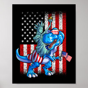 Poster Dino Statue de la Liberté T-shirt 4 juillet garçon