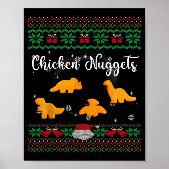 Poster Dinos Chicken Nuggets Ugly Christmas Sweater Funny (Devant)
