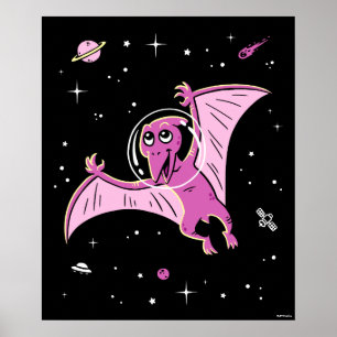 Poster Dinos De Ptérodactyle Violet Dans L'Espace