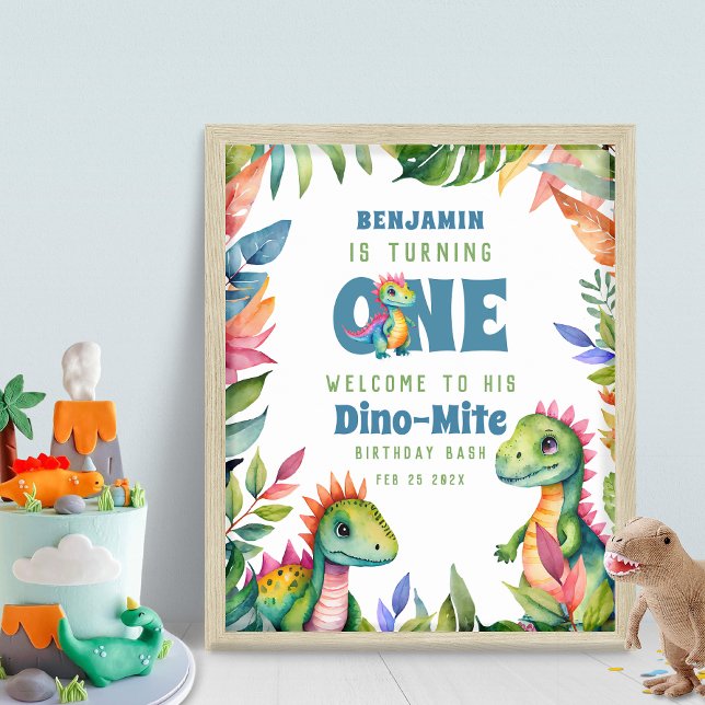 Poster Dinosaur 1er anniversaire Boy Tropical Welcome Par (Créateur téléchargé)