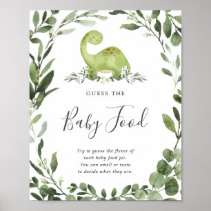 Poster Dinosaur Baby shower Devinez Le Panneau Alimentair
