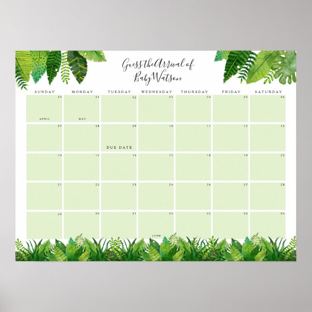 Poster Dinosaur Baby shower Devis Date d'échéance (Devant)