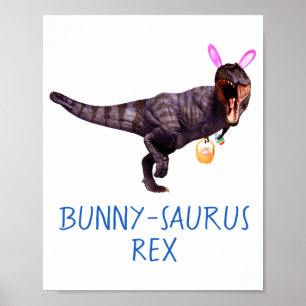 Poster Dinosaur Pâques Lapin T Rex Tyrannosaurus Drôle T
