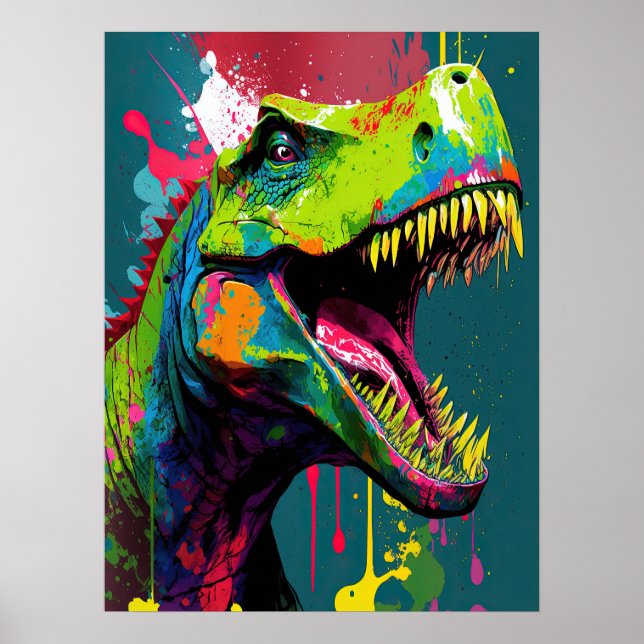 Poster Dinosaur T Rex Green Jurassic (Devant)