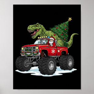 Poster Dinosaur T Rex Noël Santa Garçons Hommes Filles Xm