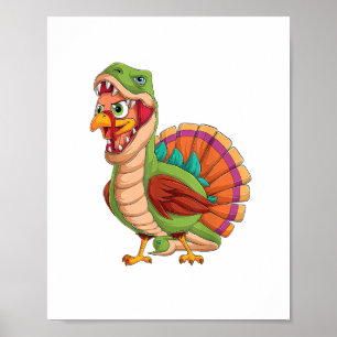 Poster Dinosaur Thanksgiving Boys Turkey Saurus T rex Tur
