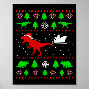 Poster Dinosaur Vilain Noël Pour Adultes Enfants