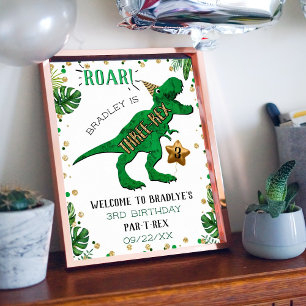 Poster Dinosaure 3rd Birthday Welcome
