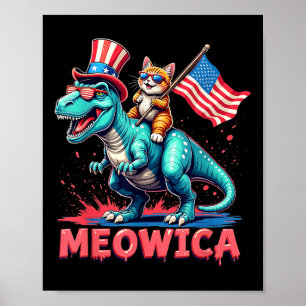 Poster Dinosaure 4 juillet Meowica American F