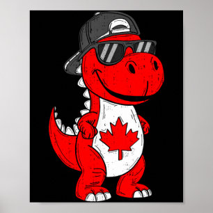 Poster dinosaure canadien trex feuille d'érable canada ga