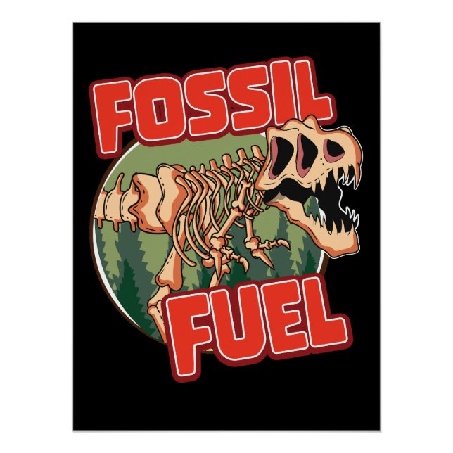 Poster Dinosaure "Carburant fossile" (Devant)