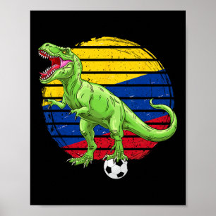 Poster Dinosaure de foot Trex Drapeau Colombie Garçons Fi