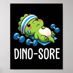 Poster Dinosaure de gym drôle d'haltérophilie Gym Dino