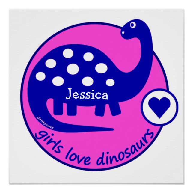 POSTER DINOSAURE DE LA FILLE ROSE ROSE DE LA POUVOIR DE F (Devant)