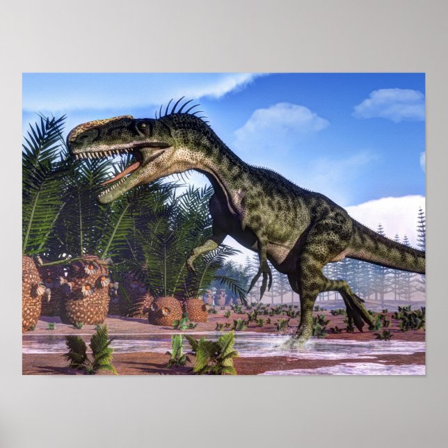 Poster Dinosaure de monolophosaurus - rendu 3D (Devant)
