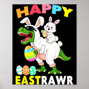 Poster Dinosaure de Pâques T-rex Lapin Joyeux Pâques Pour