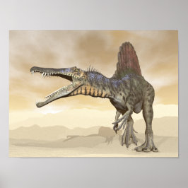 Poster dinosaure de Spinosaurus dans le désert - rendu 3D
