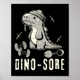 Poster Dinosaure Drôle Gym T-rex Musculation Haltérophili