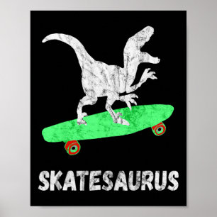 Poster Dinosaure en skateboard T-rex drôle de planche à r