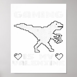 Poster Dinosaure Jouant Aux Jeux Vidéo Drôle De Jeux Pour