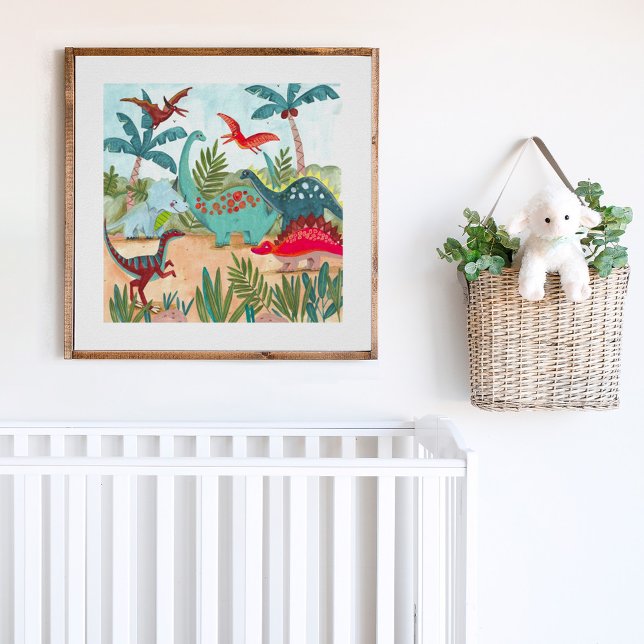 Poster Dinosaure mignon enfants de la jungle préhistoriqu (Créateur téléchargé)