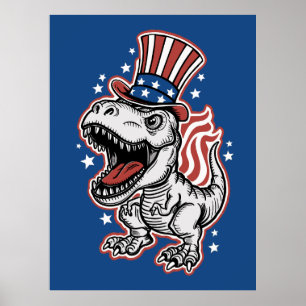 Poster Dinosaure patriotique américain