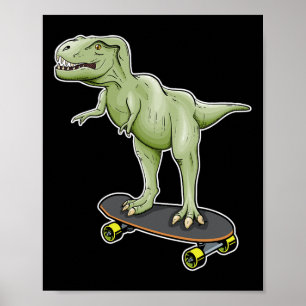 Poster Dinosaure skateboard T-rex Dino Dinosaure 